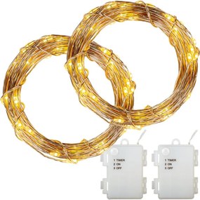 Set de 2 bucăți fire luminoase, 50 LED, alb cald