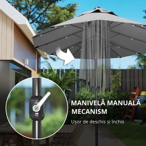 Outsunny Umbrelă de Terasă cu Două Fețe, Bază în Cruce, Sistem de Înclinare și Manivelă | Aosom Romania