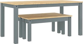 vidaXL Set de sufragerie din 3 piese Panama din lemn masiv de pin gri