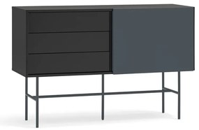 Comodă antracit joasă cu ușă glisantă negru-gri 140x91 cm Nube – Teulat