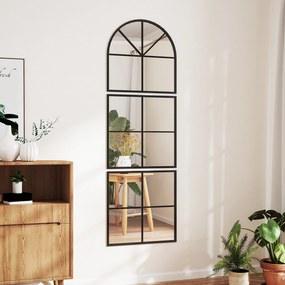 HOMCOM Oglindă murală arhitectonică 60 x 180 cm fereastră cu cadru metalic, pentru salon, dormitor, hol, negru | Aosom Romania