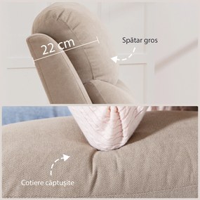 HOMCOM Fotoliu Rabatabil Manual cu Pernă Groasă, Suport pentru Picioare, 85x93x105cm, Bej | Aosom Romania