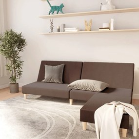 Canapea extensibila cu 2 locuri si taburet, gri taupe, textil Gri taupe, Cu suport de picioare