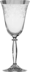 Pahar de șampanie din sticlă, transparent și argintiu, margine argintie, model în spirală gravat, 360 ml, 22 x 9 cm, „Joséphine”