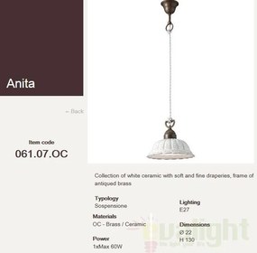 Lustra, Pendul rustic fabricat manual diametru 22cm Anita 061.07.OC