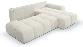 Colțar tapițat extensibil ALMADA, formă în L, pe partea dreaptă, cu spațiu de depozitare, bej