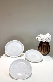 Farfurie Mare NOVA - 26cm: Alb  Gri cu Picatele Visiniu Inchis