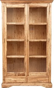 Vitrina, L109 36 H180 cm, 2 usi 2 sertare, lemn masiv