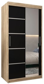 Dulap de haine 100 cm cu oglindă Verika 2 100 (stejar sonoma + negru). 1063764