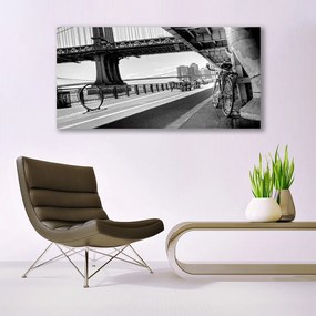 Tablou pe panza canvas Bridge Road Bike Arhitectura Gray