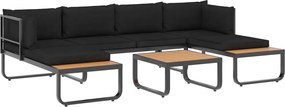 vidaXL Set canapea de grădină colțar cu perne, 4 piese, aluminiu, WPC