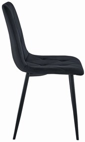 Scaun de dining din catifea neagra LIBRA cu picioare negre