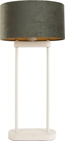 Lampă de masă bej cu abajur oval verde și interior auriu 35cm - Thijmen