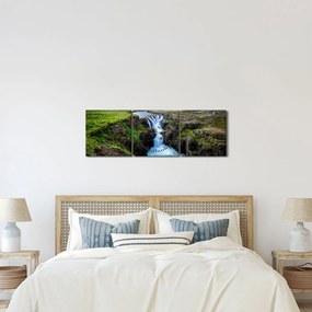 Tablou - Cascada intre stânci (cu ceas) (90x30 cm)