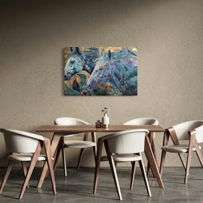 Tablou - Cai cu fundal auriu (90x60 cm)