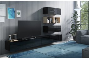 Mobilier living Calabria C27 BLACK (Negru + Stejar artisan) (fără iluminat). 1051565