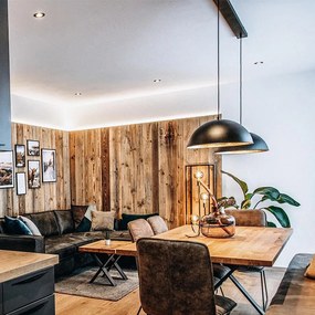 Lampă suspendată industrială neagră cu auriu 2 lumini - Magnax