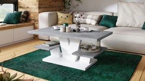 Mazzoni VIVA MAT Beton Millenium/Alb - MASUȚĂ DE CAFEA MODERNĂ cu RAFTURI