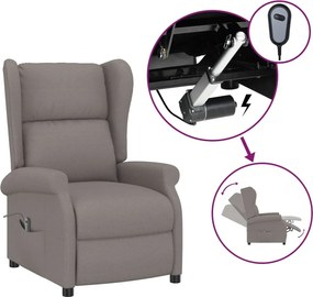 vidaXL Fotoliu rabatabil cu spătar aripi, gri taupe, textil