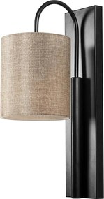 Lampa perete BASTON-3461, negru/crem, metal/material textil, 14x20x42