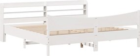 vidaXL Cadru pat cu tăblie 200x200 cm, alb, lemn masiv de pin