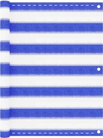 vidaXL Paravan de balcon,albastru și alb, 75 x 500 cm, HDPE