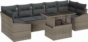 vidaXL Set de canapele pentru grădină cu pernă 8 pcs Gri poliratan