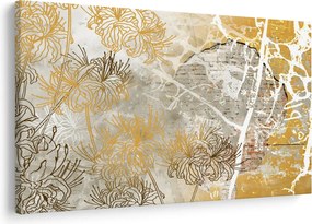 Tablou - Vintage perete cu flori (90x60 cm)