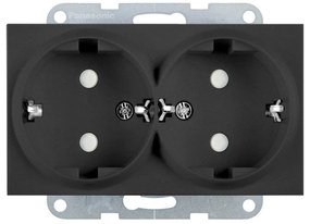 Priza dubla cu impamantare, protectie copii, 16A, IP20, Grafit, Panasonic Karre Plus 55