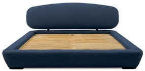 Pat matrimonial albastru închis tapițat cu somieră 140x200 cm Odette – Scandic