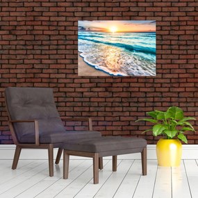 Tablou pe sticlă - Plaja de la mare (70x50 cm)
