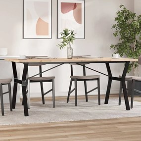 vidaXL Masă bucătărie, cadru Y, 180x90x75,5 cm lemn masiv pin și Oţel