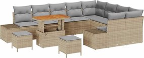 vidaXL Set de canapele pentru grădină cu pernă 12 pcs Bej Rattan poli