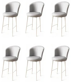 Set de scaune de bar Uras Grey and White, 6 buc.