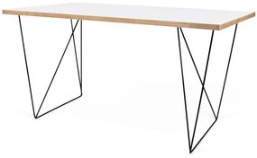 Birou TemaHome Flow cu picioare negre, 140 x 75 cm, alb