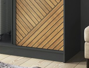 Dulap lemn masiv glisant Marrphy II - Czarny Mat / Dąb Caramel (WAR-II-MAR-BM-120)