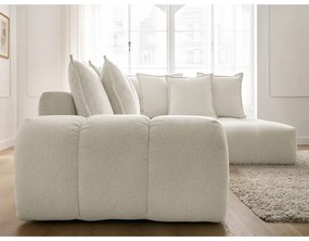 Colțar alb extensibil/cu spațiu de depozitare cu tapițerie din chenille (cu colț pe partea dreaptă/în formă de ”L”) Everest – Bobochic Paris