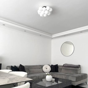 Plafonieră inteligentă neagră cu sticlă opală cu 4 lumini, incluzând 4 WiFi G9 - Uvas