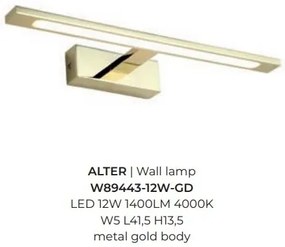 Aplica de perete LED pentru oglinda sau tablou ALTER auriu 12W