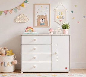 Comoda cu 4 sertare pentru copii, Colectia Montes White
