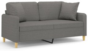 3153138 vidaXL Canapea cu 2 locuri cu perne&pernuțe gri închis 140 cm textil