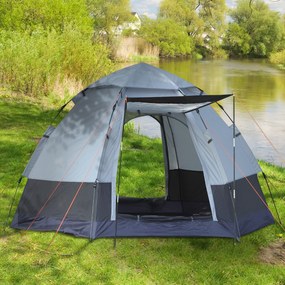 Outsunny Cort de Camping cu 4 Locuri, Deschidere Automată și Accesorii Incluse, Cort de Călătorie,  2.6x2.6x1.5 m Gri | Aosom Romania