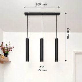 Lustră LED pe cablu TUBA 3xGU10/4,8W/230V neagră