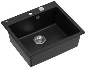 Chiuveta compozit incastrata Quadron Unique Morgan 110 negru carbon - inox 57x50 cm