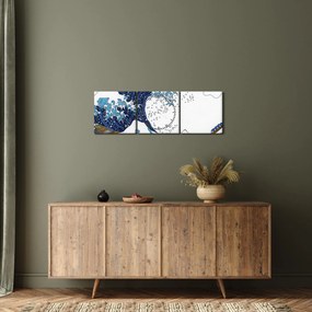Tablou - Desen japonez, valuri (cu ceas) (90x30 cm)