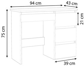 BIG503 - Masa de Birou 94 cm, office - Gri Antracit - Stejar