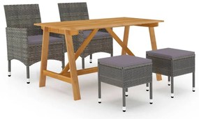 vidaXL Set de masă pentru grădină, 5 piese, gri