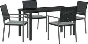 vidaXL Set de masă pentru grădină 5 pcs Negru și Gri Deschis Ratan PE