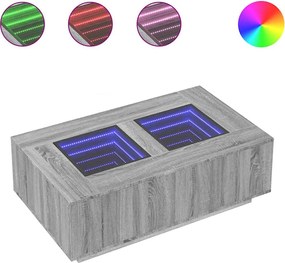 vidaXL Măsuță de cafea cu LED infinity, gri sonoma, 116x69x40 cm
