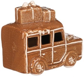 Decorațiune de Crăciun Mașină de turtă dulce culumini LED, ceramică, 13 cm